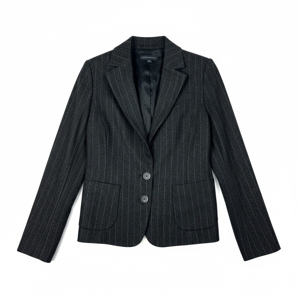 Banana Republic Wool Cashmere Pinstripe Blazer Grey Sz 8 Lined Jacket Career